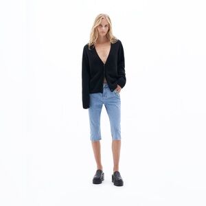 ** Filippa K Black Y Neck Cotton Blend Cardigan Size XXL